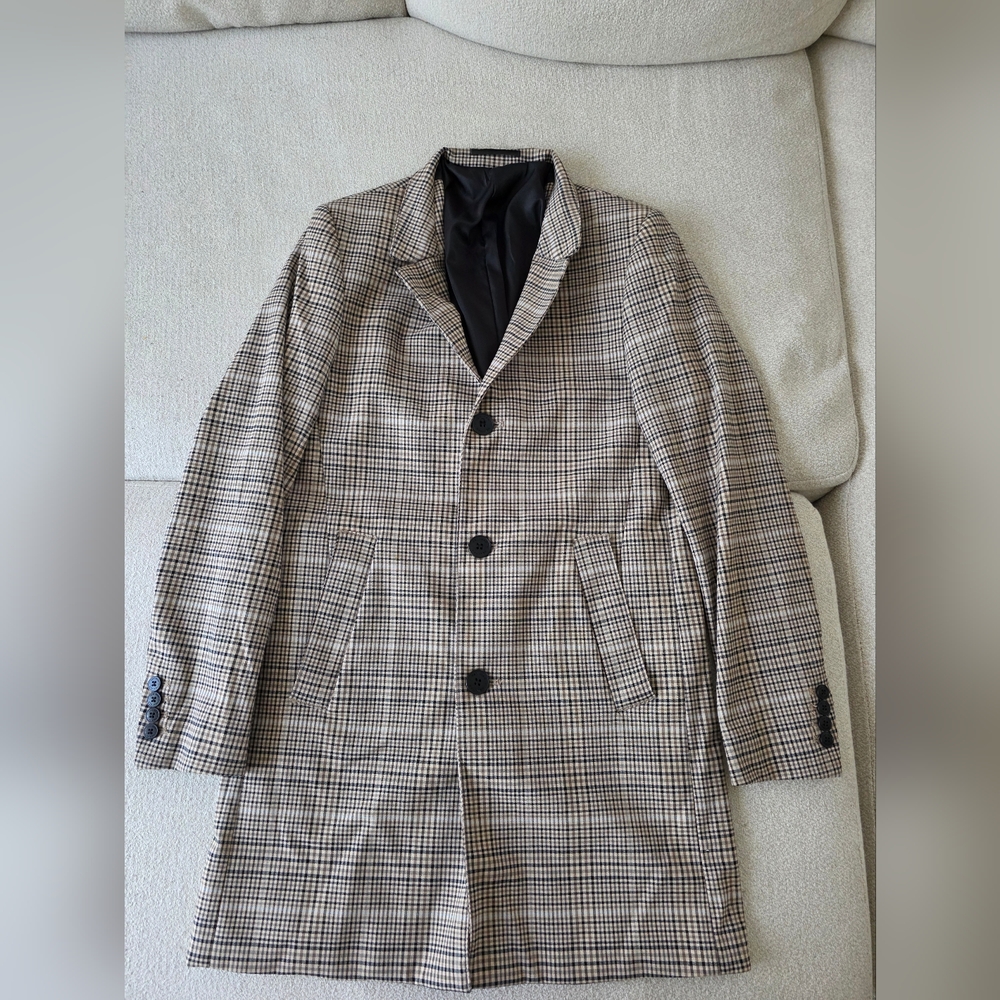 H&M mens plaid trench coat 36R